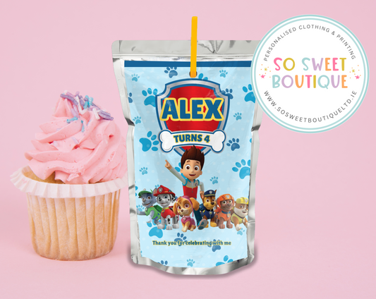 Paw Patrol Birthday Personalised Capri Sun Labels
