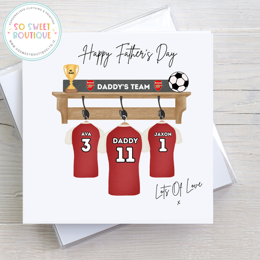 Red & White Jersey Football Team Personalised Father's Day Card