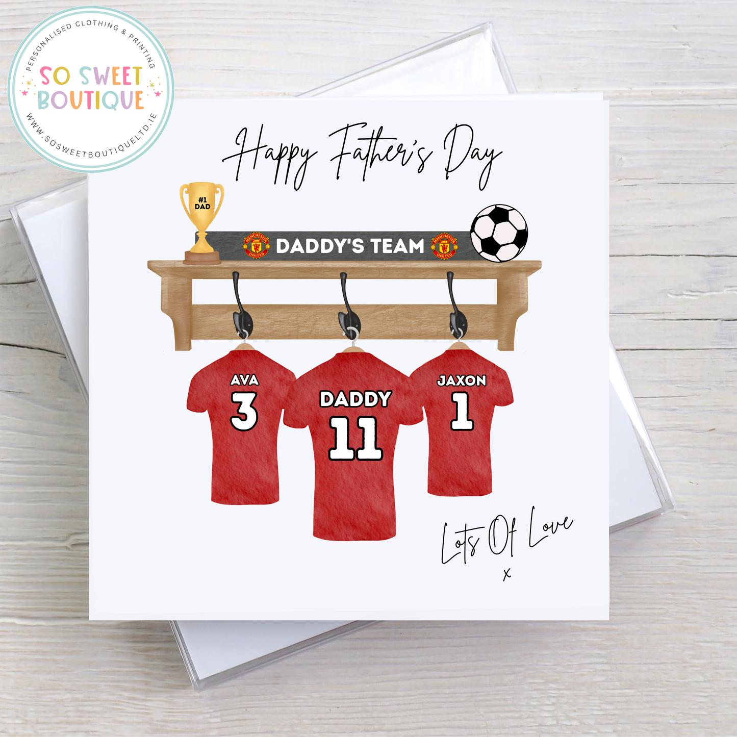Red Jersey Football Team Personalised Father's Day Card