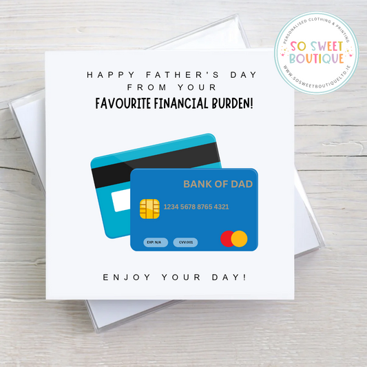 Bank Of Dad Personalised Father's Day Card