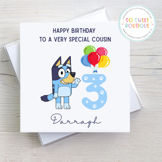 Bluey (Blue) Personalised Birthday Card