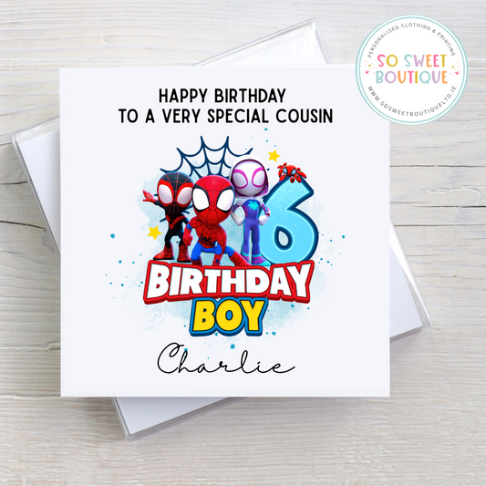 Spidey And His Amazing Friends Personalised Birthday Card
