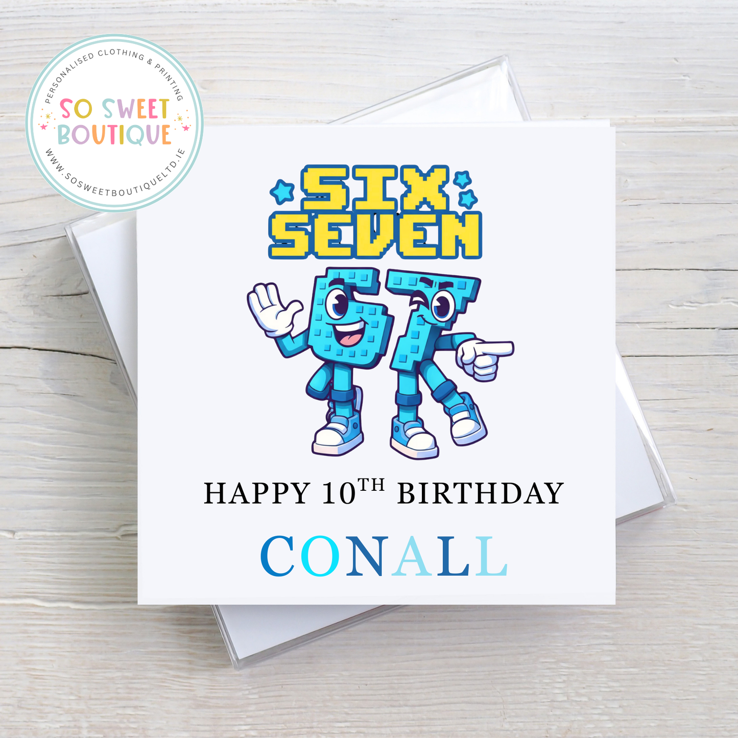 Six Seven themed Personalised Birthday Card - SoSweetBoutiqueLtd