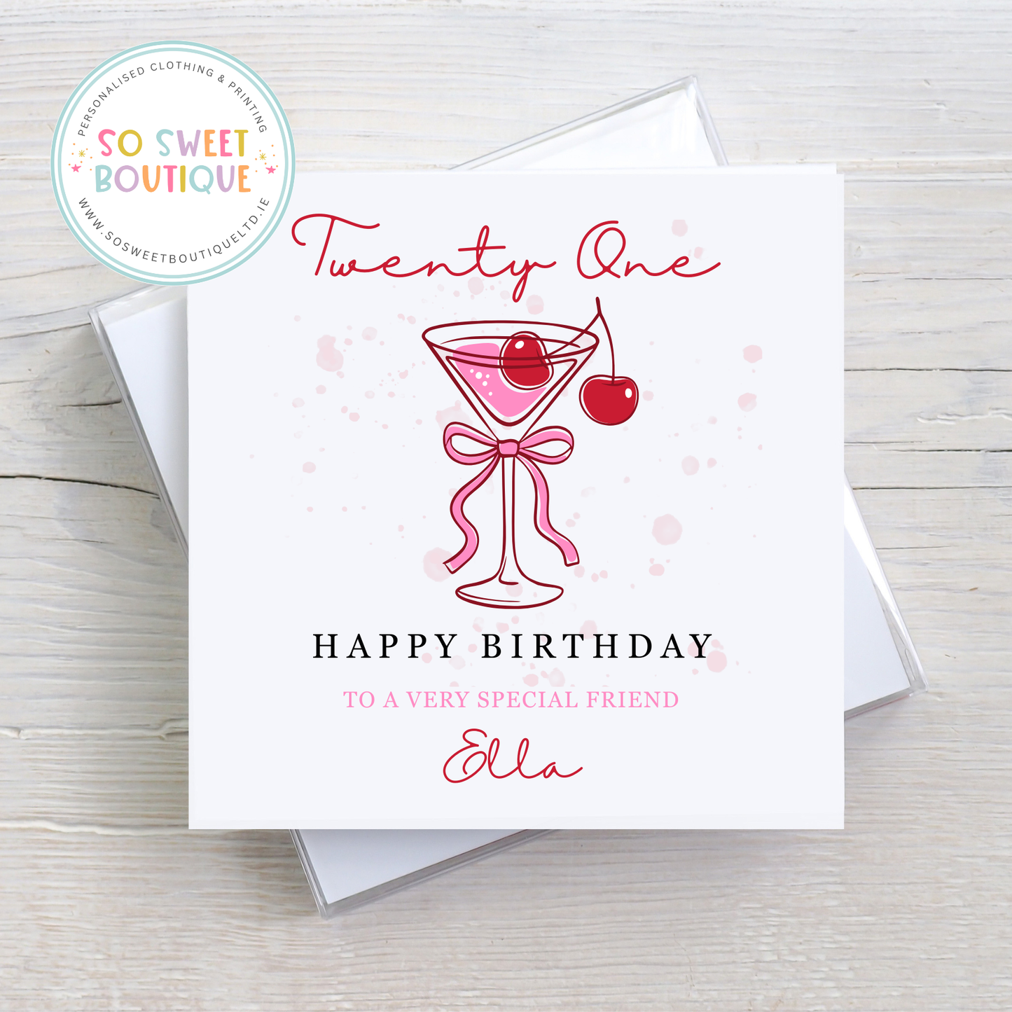 Twenty One themed Personalised Birthday Card - SoSweetBoutiqueLtd