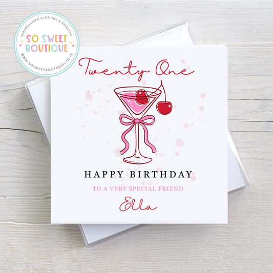 Twenty One themed Personalised Birthday Card - SoSweetBoutiqueLtd