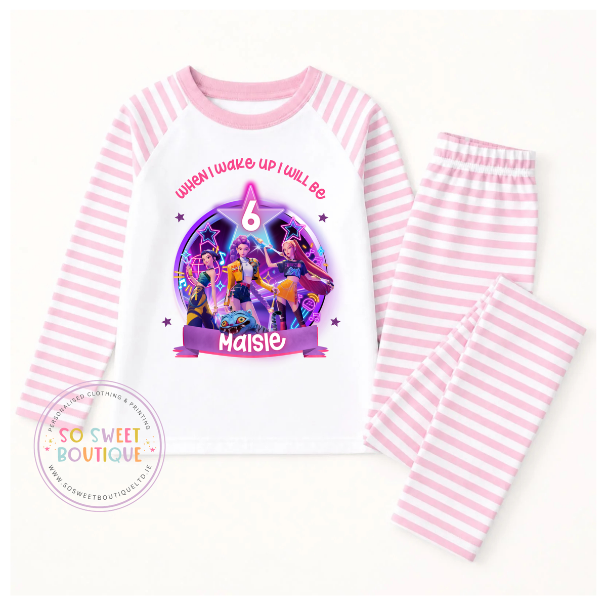 KPOP Demon Hunters When I Wake Up Personalised Birthday Pyjamas