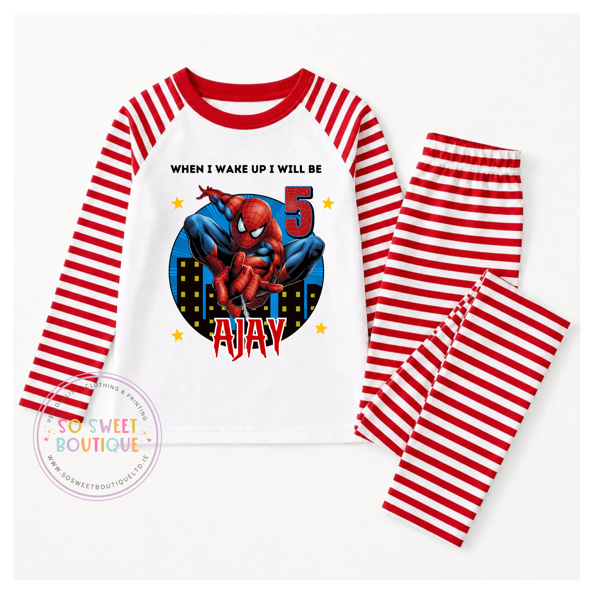 Spiderman When I Wake Up Personalised Birthday Pyjamas