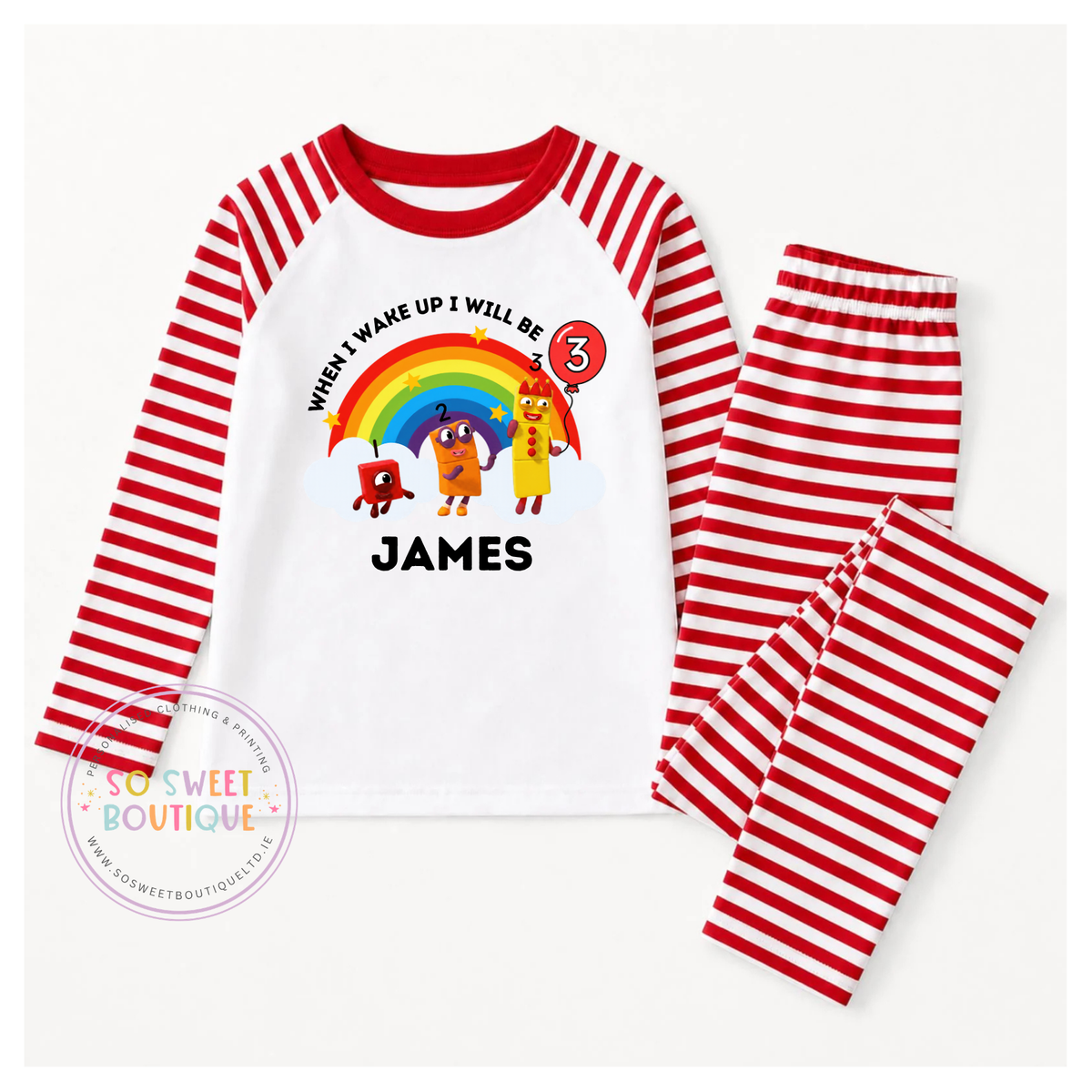 Number Blocks When I Wake Up Personalised Birthday Pyjamas