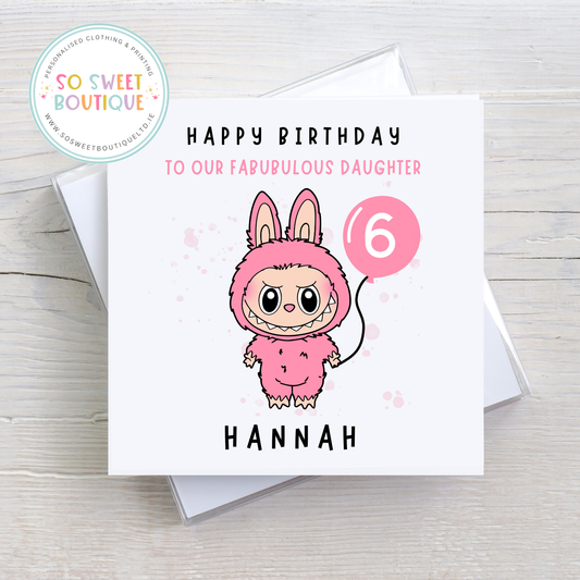 Little Monster themed Personalised Birthday Card - SoSweetBoutiqueLtd