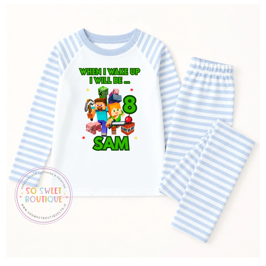 Minecraft When I Wake Up Personalised Birthday Pyjamas
