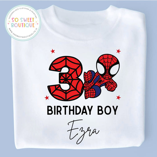 Spider themed Birthday White T-Shirt