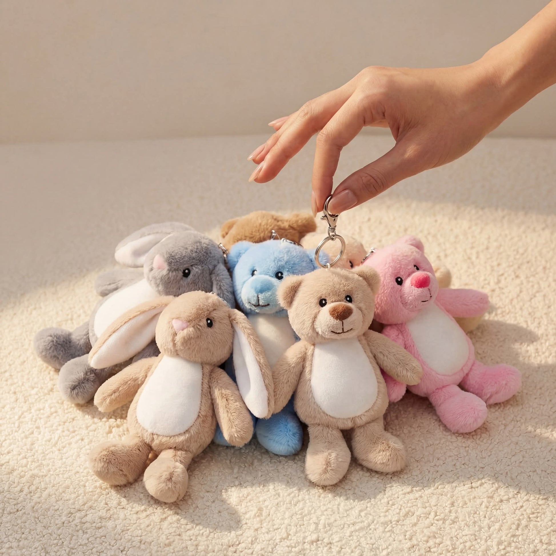 Tummi Bears Littles® Personalised Grey Bunny Keychain (Pink) - SoSweetBoutiqueLtd