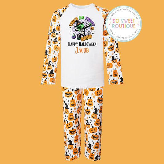 Minecraft Halloween themed Personalised Pumpkin Pyjamas