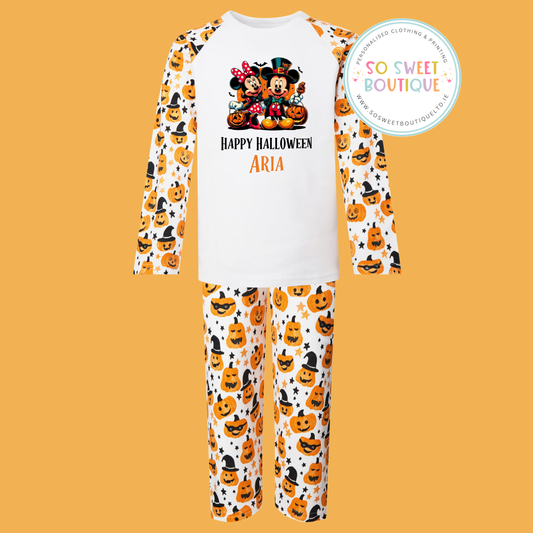 Mickey & Minnie Halloween themed Unisex Pumpkin Pyjamas