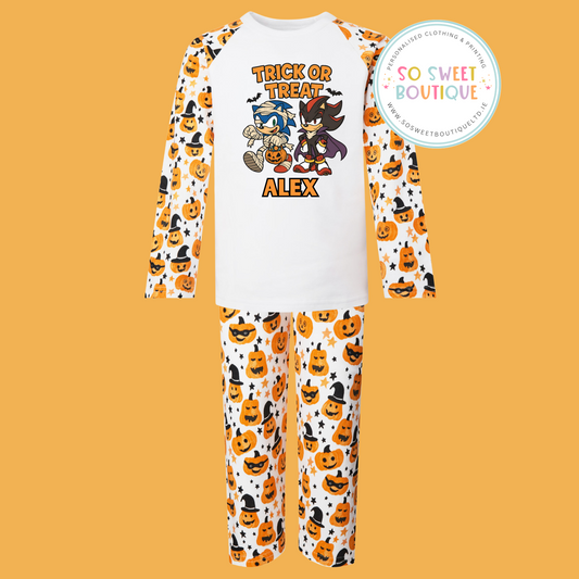 Sonic & Shadow Halloween themed Unisex Pumpkin Pyjamas