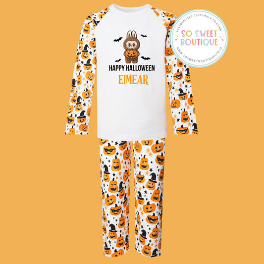 Little Monster Halloween themed Personalised Pumpkin Pyjamas