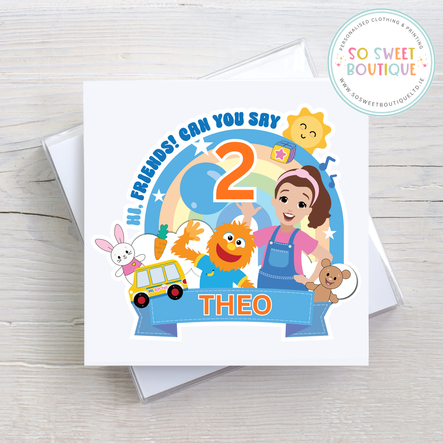 Ms Rachel themed Personalised Birthday Card
