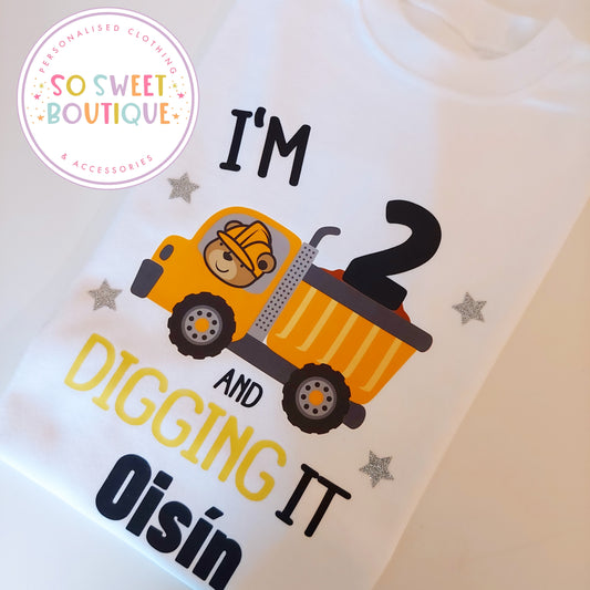 Bear Digger themed Birthday White T-Shirt - SoSweetBoutiqueLtd