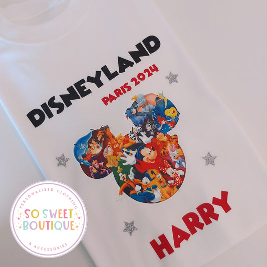 Multi Character Disneyland themed White T-Shirt - SoSweetBoutiqueLtd