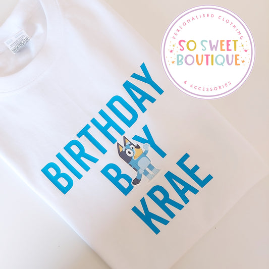 Bluey themed Birthday White T-Shirt