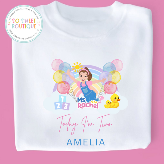 Ms Rachel themed Birthday White T-Shirt