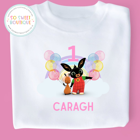 Bing Bunny themed Birthday White T-Shirt
