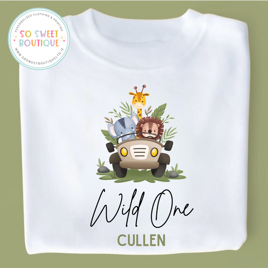 Wild One Safari themed Birthday White T-Shirt