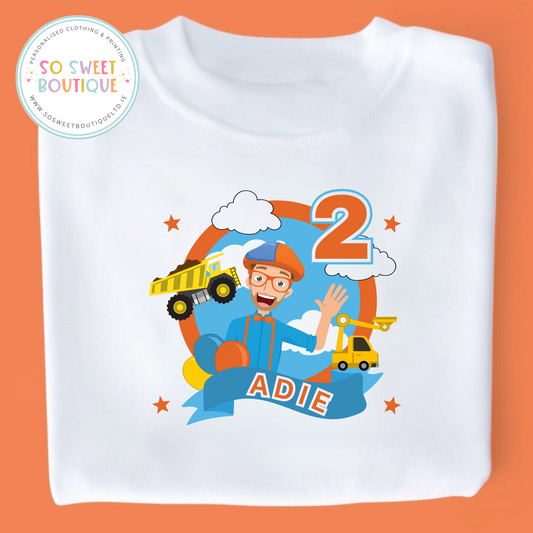 Blippi themed Birthday White T-Shirt