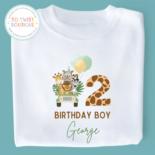 Safari themed Birthday White T-Shirt