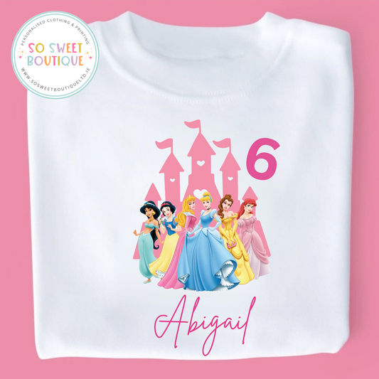 Princess themed Birthday White T-Shirt