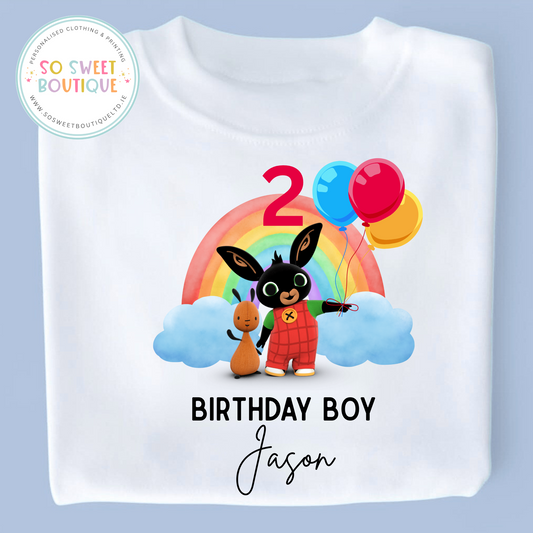Bing Bunny themed Birthday White T-Shirt