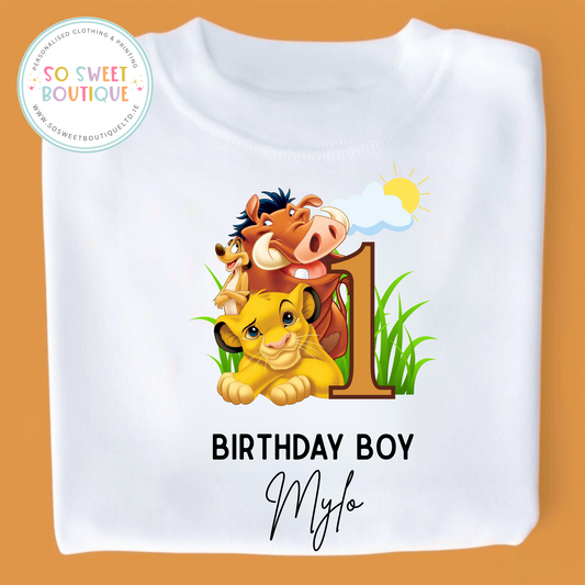 The Lion King themed Birthday White T-Shirt