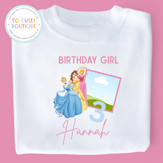 Princess themed Image Upload Birthday White T-Shirt
