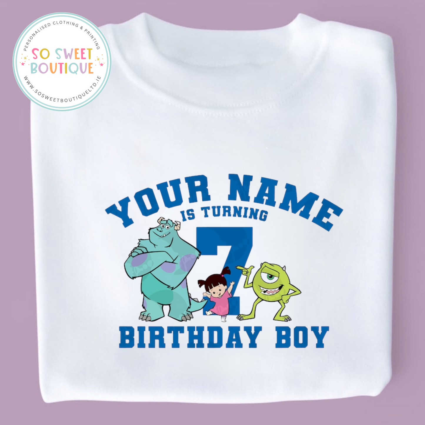 Monster Inc themed Birthday White T-Shirt