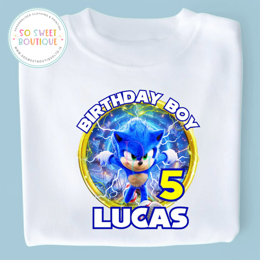 Sonic themed Birthday White T-Shirt