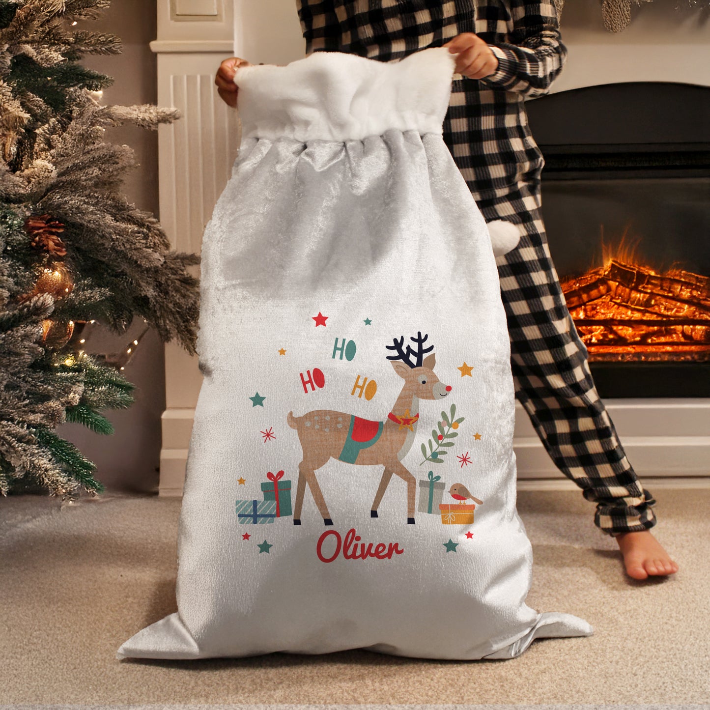 Reindeer Personalised Christmas Sack