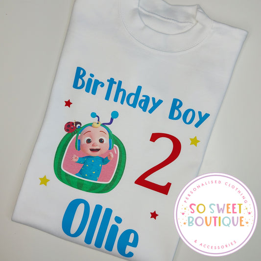 Cocomelon themed Birthday White T-Shirt