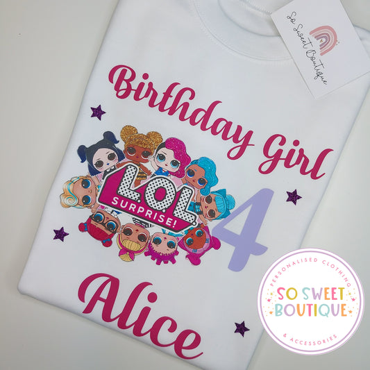 LOL Dolls themed Birthday White T-Shirt - SoSweetBoutiqueLtd