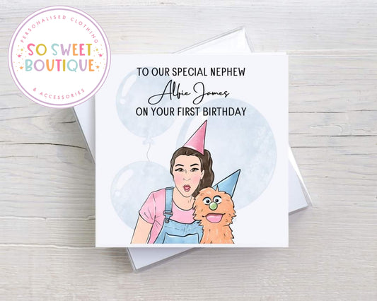 Blue Ms Rachel Birthday Card