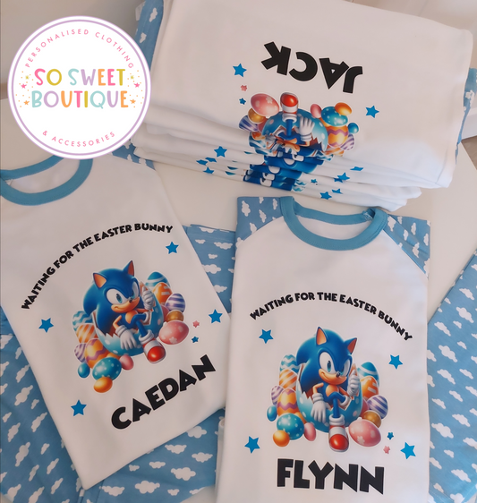 Waiting For The Easter Bunny Sonic themed Pyjamas - SoSweetBoutiqueLtd