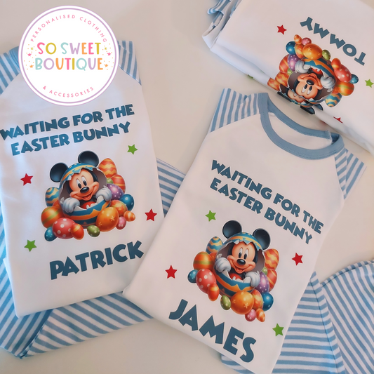 Waiting For The Easter Bunny Mickey Mouse themed Pyjamas - SoSweetBoutiqueLtd