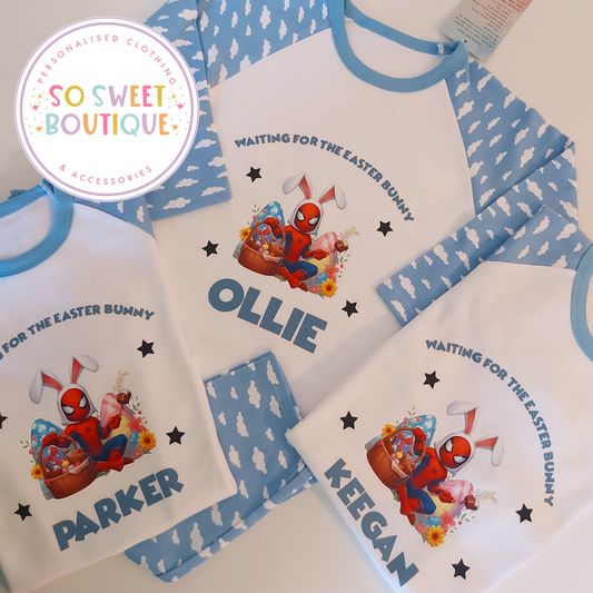 Waiting For The Easter Bunny Spiderman themed Pyjamas - SoSweetBoutiqueLtd