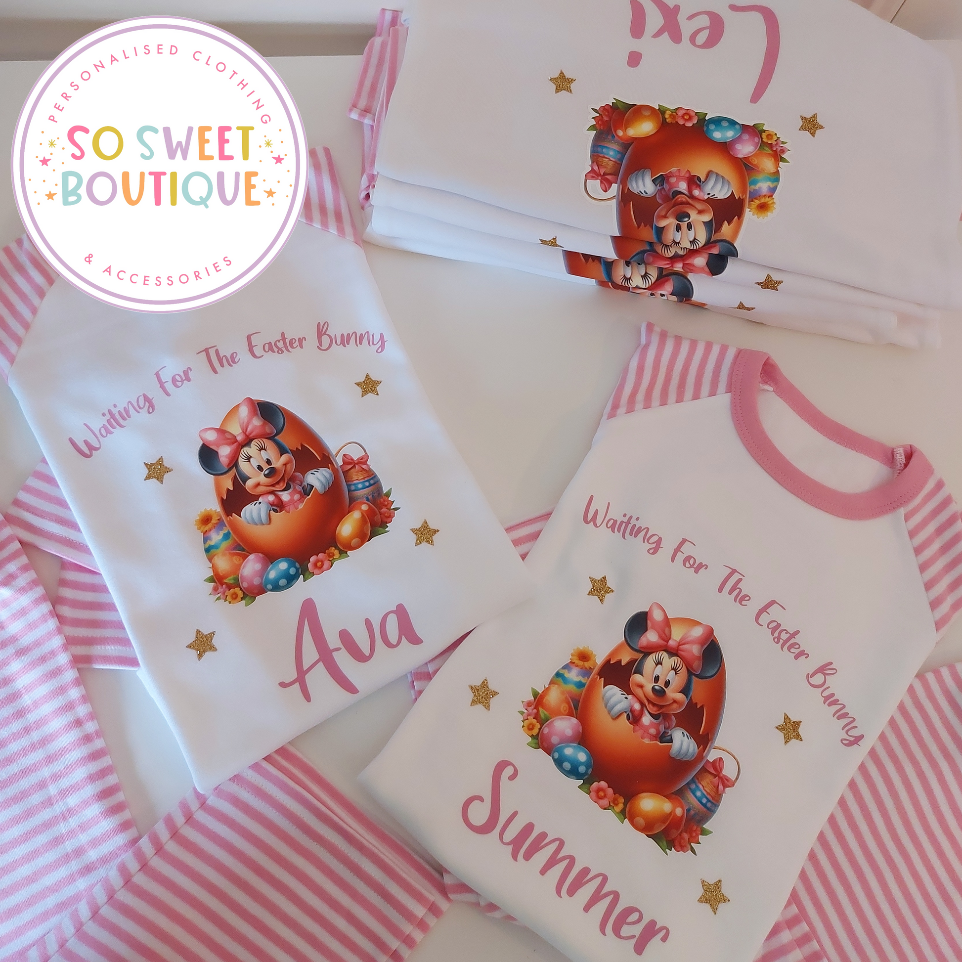 Waiting For The Easter Bunny Minnie Mouse themed Pyjamas - SoSweetBoutiqueLtd