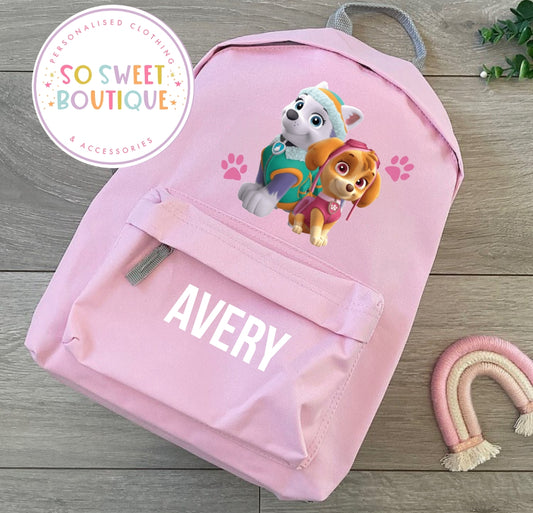 Skye & Everest Paw Patrol Personalised Pink 12 Litre School Bag
