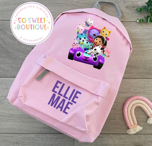 Gabby's Dollhouse Personalised Pink 12 Litre School Bag