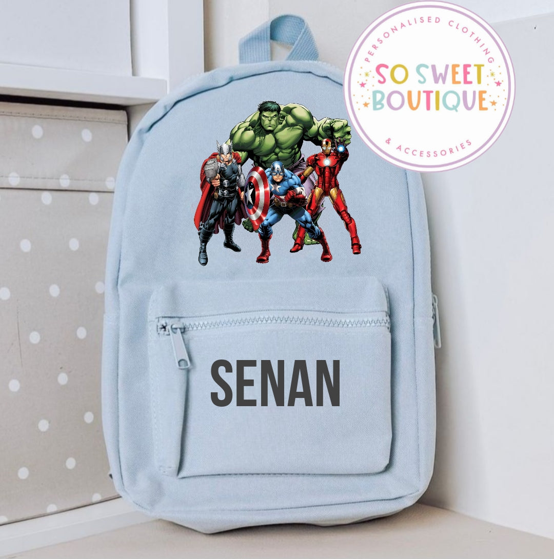 Superhero Personalised Kids Backpack (12 Colour Options)