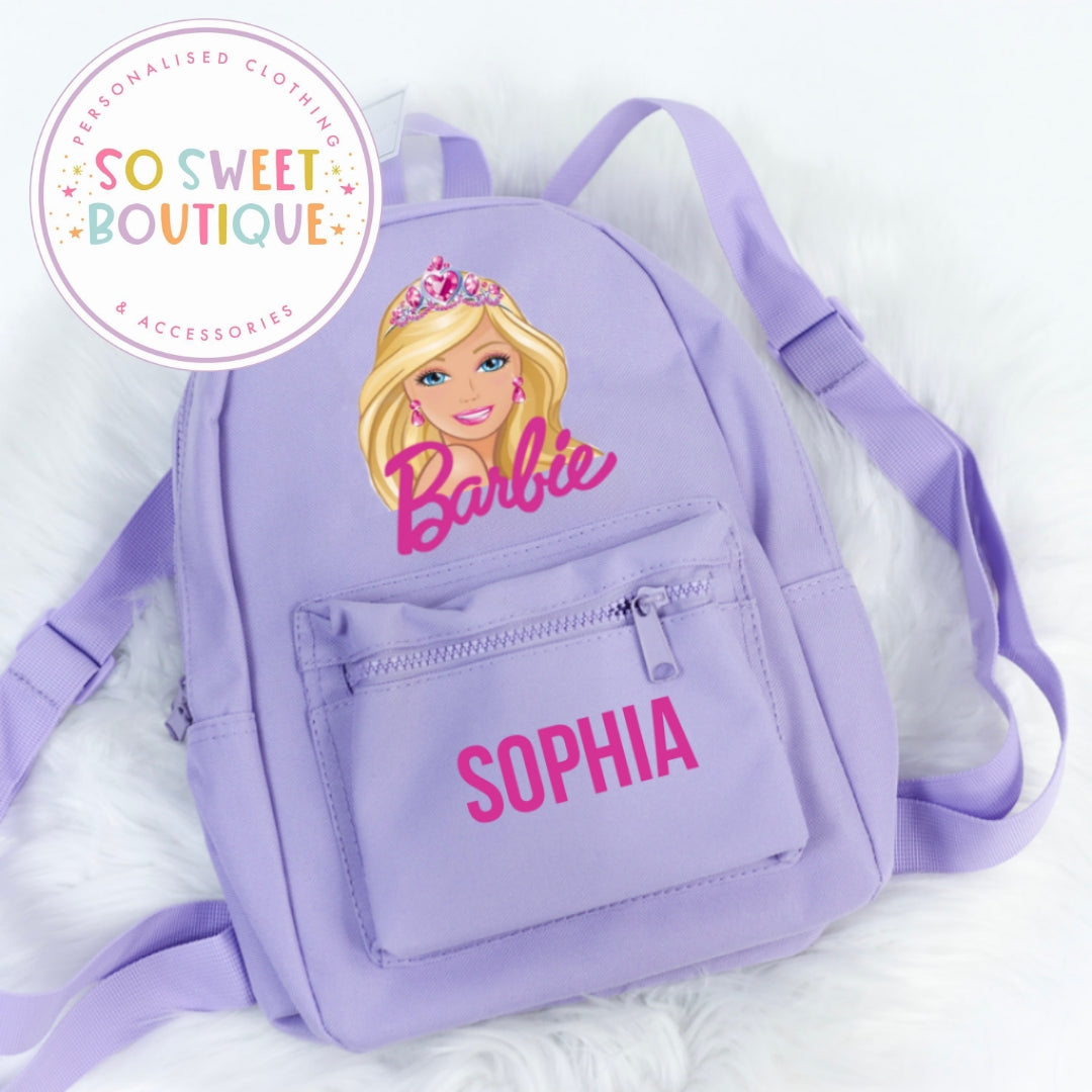 Barbie Personalised Kids Backpack (12 Colour Options)