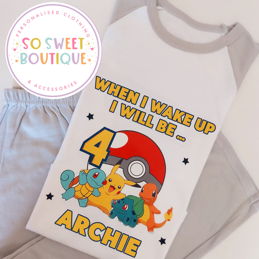 Pokemon When I Wake Up Personalised Birthday Pyjamas