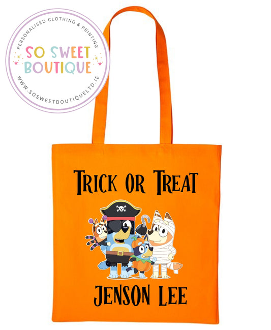 Bluey Halloween themed Trick or Treat Tote Bag
