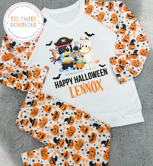 Bluey Halloween themed Personalised Pumpkin Pyjamas